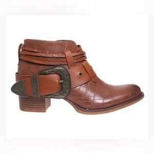 Pierre Dumas Croc-Embossed Ankle Booties